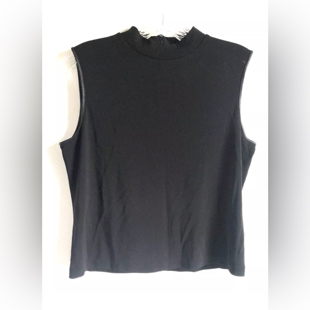 Jones New York Top Shirt Size Small Black Sleeveless Mock Turtleneck Rayon Blend
